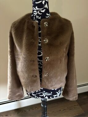 H & M Brown Faux Fur Button-Front Women's Jacket